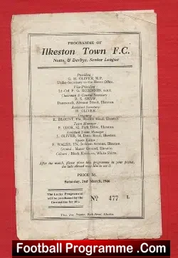 Ilkeston Town v Derby County 1946 – A Team Match 1945/46