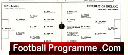 Ireland v England 1961 – Amateur Match at Dalymount