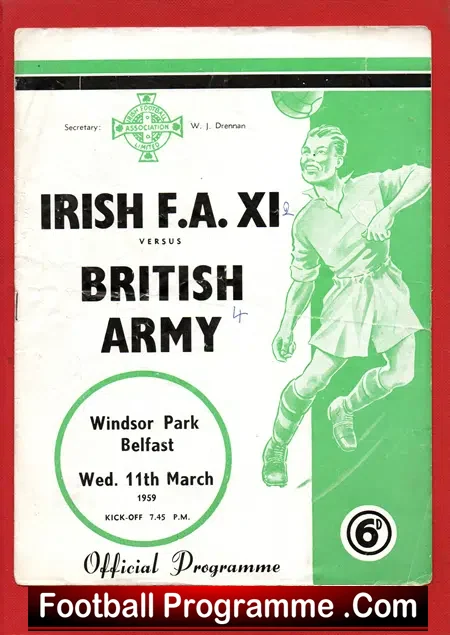 Irish FA XI v British Army 1959 – Windsor Park Belfast