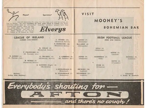 Irish Football League v League Of Ireland 1956 – Multi Autograph