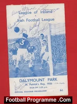 Irish Football League v League Of Ireland 1956 – Multi Autograph
