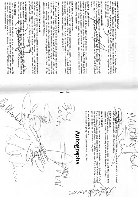 Luton Town v Torquay United 1988 – Autographed Signed