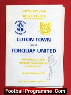 Luton Town v Torquay United 1988 – Autographed Signed