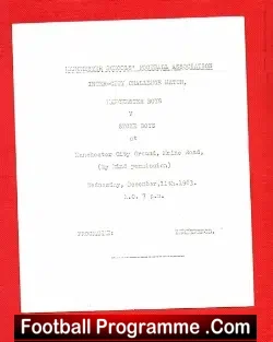 Manchester Boys v Stoke City 1963 - Schoolboys - football programme