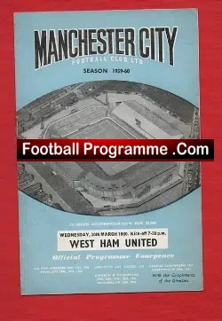 Manchester City v West Ham United 1960 - Denis Law - football programme