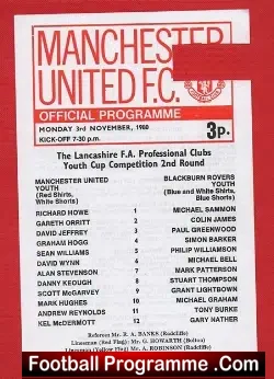 Manchester United v Blackburn Rovers 1980 - Youth Cup - football programme