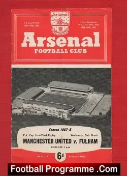 Manchester United v Fulham 1958 - FA Cup Semi Final Replay - football programme