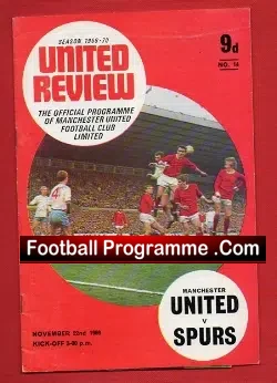 Manchester United v Tottenham 1969 + Review Magazine