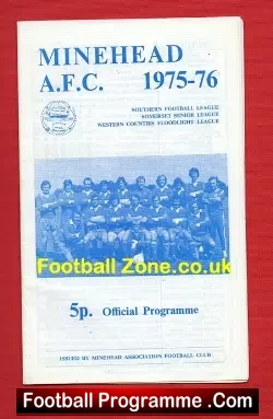 Minehead v British Army X1 1976 - football programme