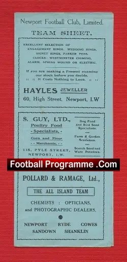 Newport County v Basingstoke Town 1951