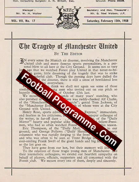 Nottingham Forest v Tottenham 1958 – Busby Babes Tribute