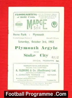 Plymouth Argyle v Stoke City 1953