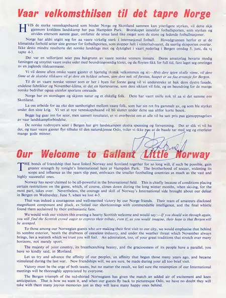 Scotland v Norway 1963 – Multi Autographed Signed
