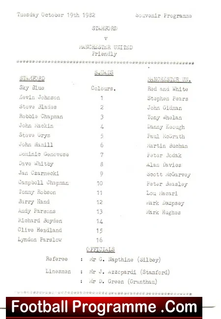 Stamford v Manchester United 1982 – Signed Scott McGarvey