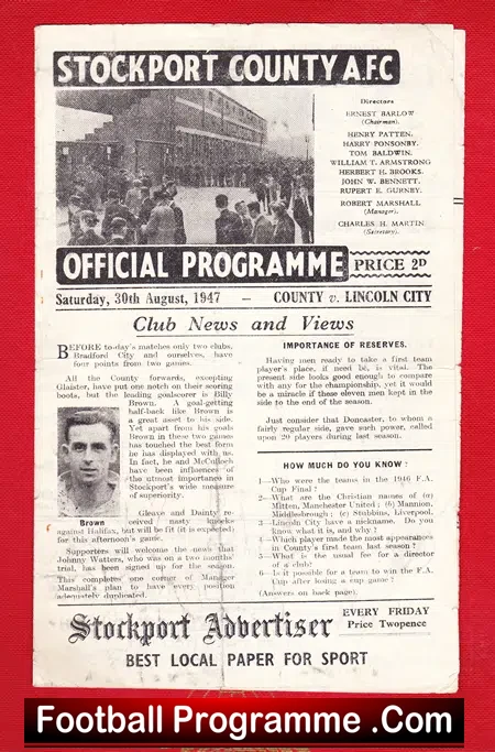 Stockport County v Lincoln City 1947