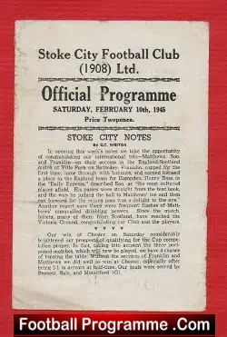 Stoke City v Chester 1945 – War Time Programme