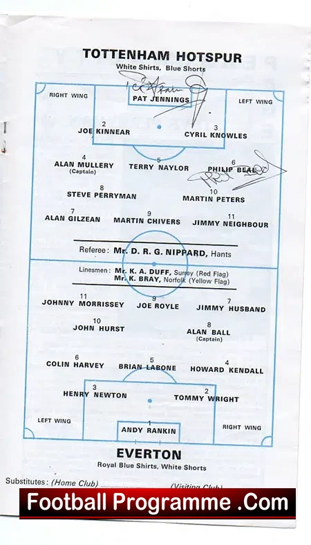 Tottenham Hotspur v Everton 1971 – Signed Beal + Jennings