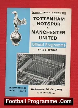 Tottenham Hotspur v Manchester United 1968 – Carlo Sartori Debut