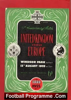 United Kingdom v Europe 1955 – at Windsor Park Belfast