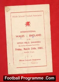 Wales v England 1961 – Schools Match at Swansea