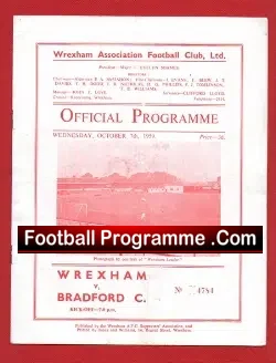 Wrexham v Bradford City 1959 - football programme