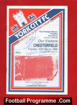 York City v Chesterfield 1985 - Multi Autographs - football programme