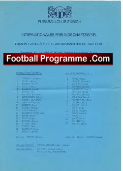 Zurich FC v Glasgow Rangers 1987 – Switzerland