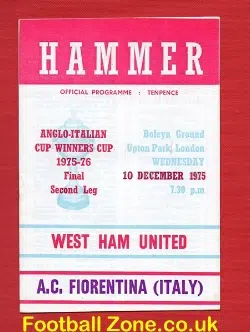 West Ham United v Fiorentina 1975 – Anglo Italian Cup Final