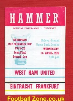 West Ham United v Eintracht Frankfurt 1976 – ECWC Semi Final