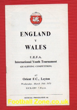 England v Wales 1970 – Youths Game at Leyton Orient
