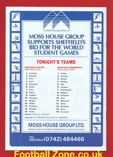 Sheffield United v Sheffield Wednesday 1991 Aid of Student Games