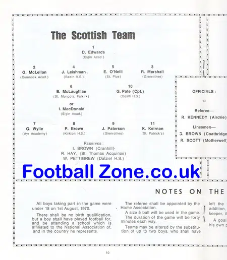 Scotland v England 1971 - Under 18's Match at Airdrie