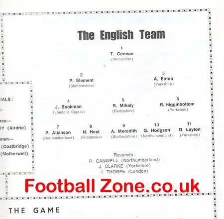Scotland v England 1971 - Under 18's Match at Airdrie