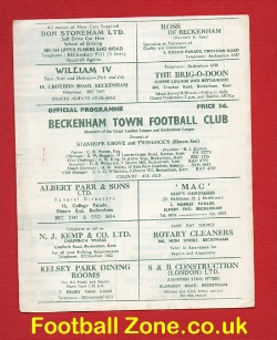Beckenham Town v Penhill Standard 1967
