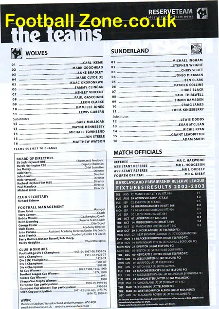 Wolves Wolverhampton v Sunderland 2003 – Telford  Paul Gascoigne