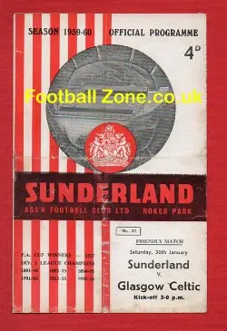 Sunderland v Glasgow Celtic 1960 - Friendly Match