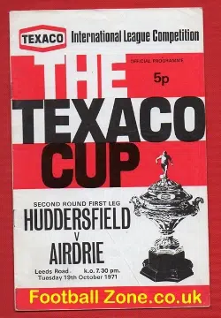Huddersfield Town v Airdrieonians Airdrie 1971 - Texaco Cup