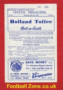 Southport Barratt + Minshull + Taylor Testimonial Benefit 1956