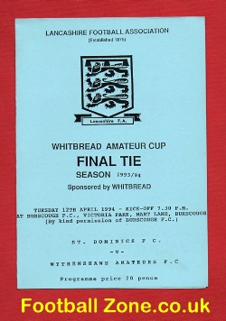 St Dominics v Wythenshawe Amateurs 1994 – Football Cup Final