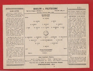 Marlow v Polytechnic 1949 – Spartan League