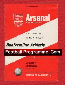 Arsenal v Dunfermline Athletic 1967 - Challenge Match - football programme