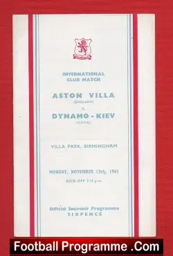 Aston Villa v Dynamo Kiev 1961