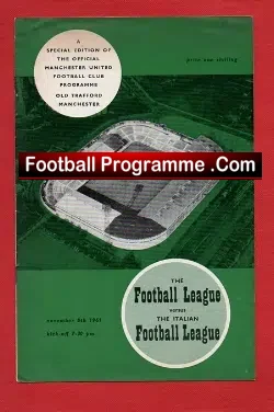 At Man Utd Football League v Italian League 1961 + Bobby Charlton