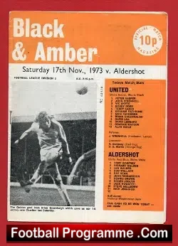 Cambridge United v Aldershot 1973 - football programme