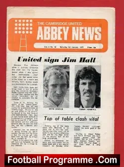 Cambridge United v Bradford City 1977 - football programme