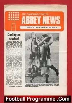 Cambridge United v Exeter City 1977 - football programme