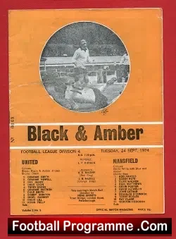 Cambridge United v Mansfield Town 1974 - football programme