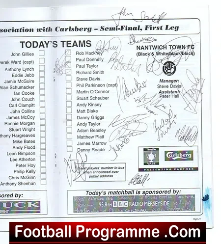 Cammell Laird v Nantwich Town 2006 – Multi Autographed Signed