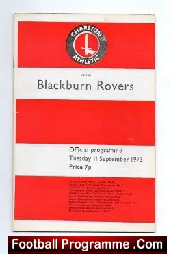 Charlton Athletic v Blackburn Rovers 1973 - football programme