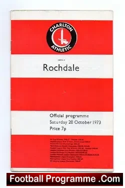 Charlton Athletic v Rochdale 1973 - football programme